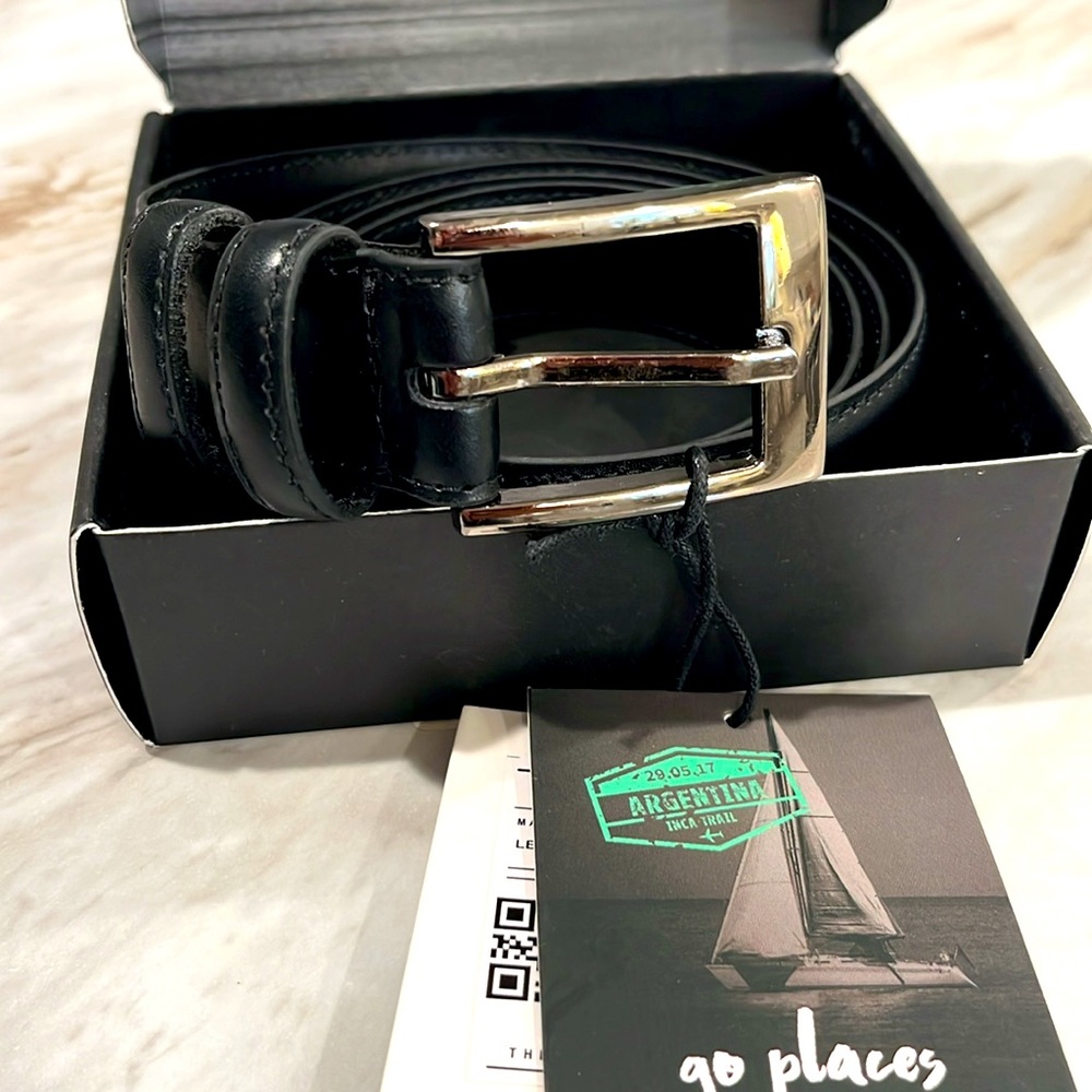 Mio Marino Black Leather Belt 50” NWT